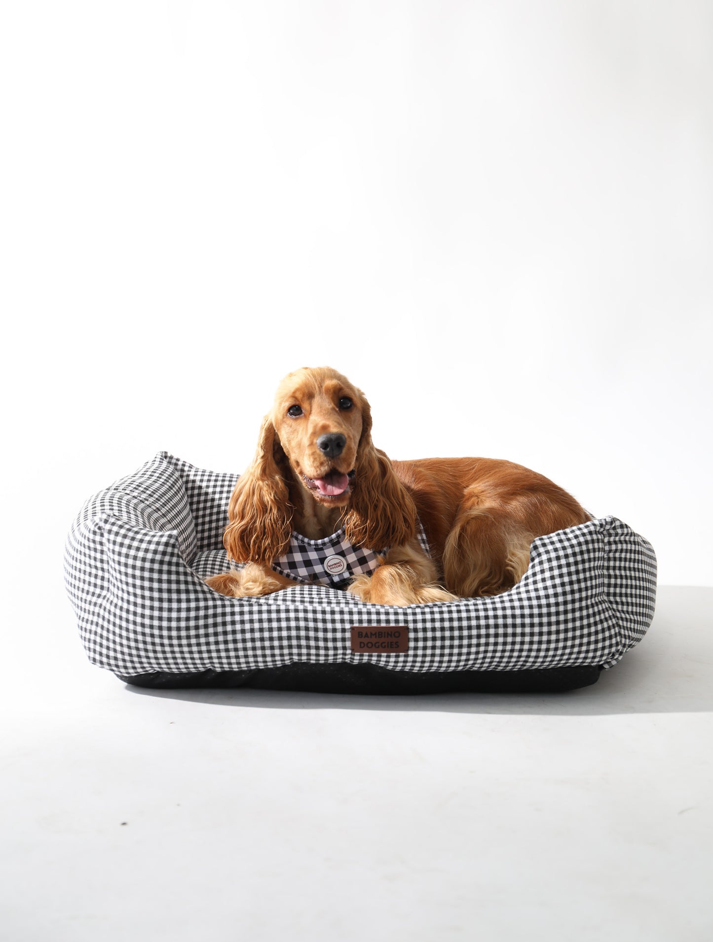 Cama para perros vichy negro