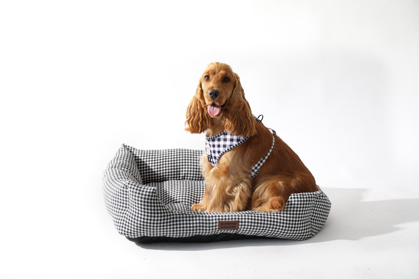 Cama para perros vichy negro