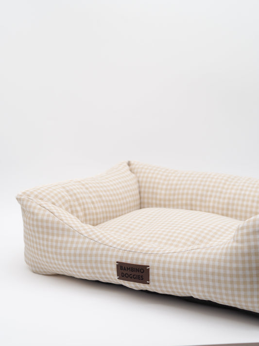 Cama para perros vichy beige